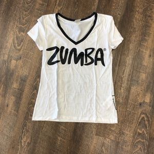 Zumba Fitness White and Black Short Sleeve Tee
